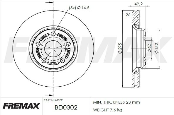 FREMAX BD-0302 - Brake Disc autospares.lv