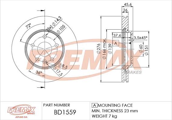 FREMAX BD-1559 - Brake Disc autospares.lv