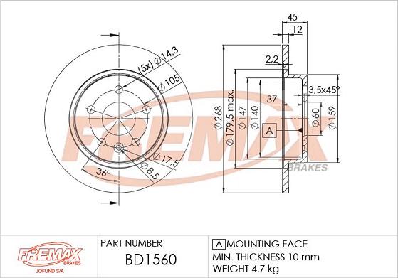 FREMAX BD-1560 - Brake Disc autospares.lv