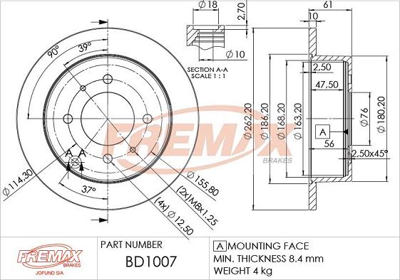 FREMAX BD-1007 - Brake Disc autospares.lv