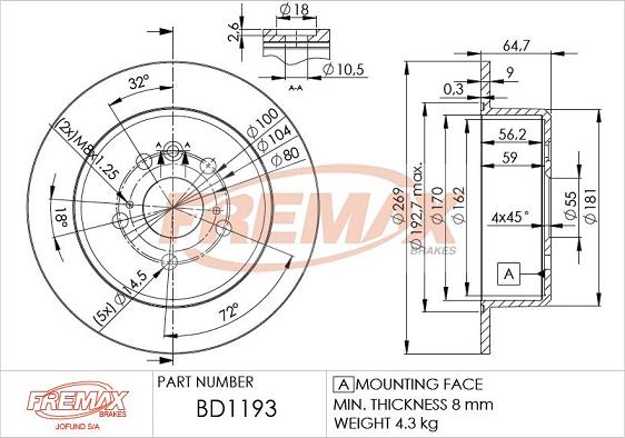 FREMAX BD-1193 - Brake Disc autospares.lv