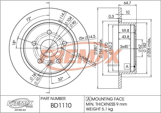 FREMAX BD-1110 - Brake Disc autospares.lv