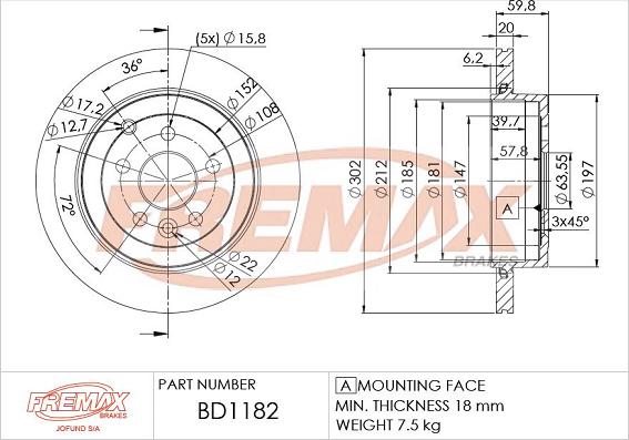 FREMAX BD-1182 - Brake Disc autospares.lv