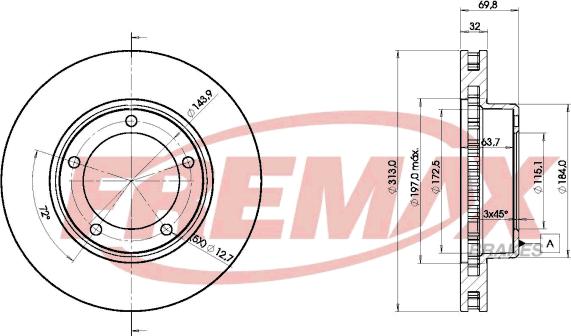 FREMAX BD-1265 - Brake Disc autospares.lv