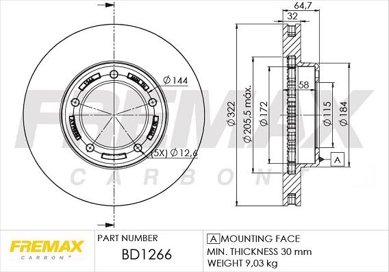 FREMAX BD-1266 - Brake Disc autospares.lv