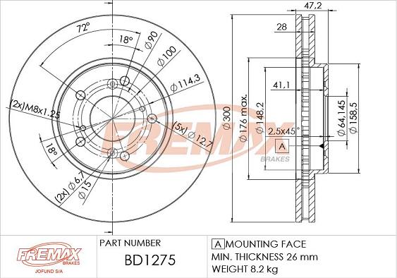 FREMAX BD-1275 - Brake Disc autospares.lv