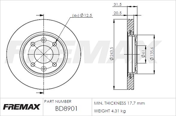 FREMAX BD-8901 - Brake Disc autospares.lv