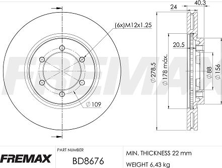 FREMAX BD-8676 - Brake Disc autospares.lv