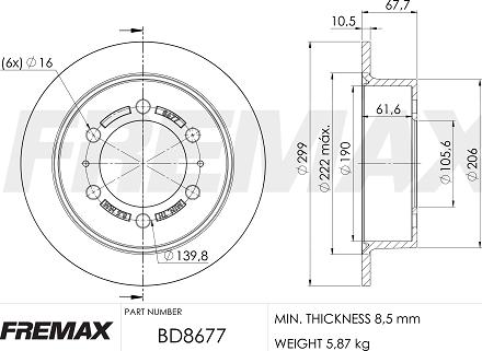 FREMAX BD-8677 - Brake Disc autospares.lv