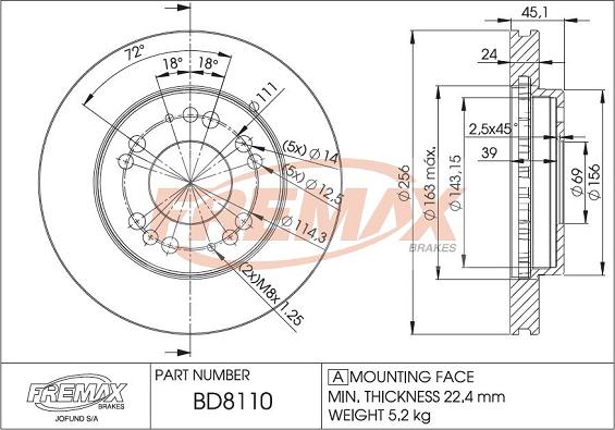 FREMAX BD-8110 - Brake Disc autospares.lv