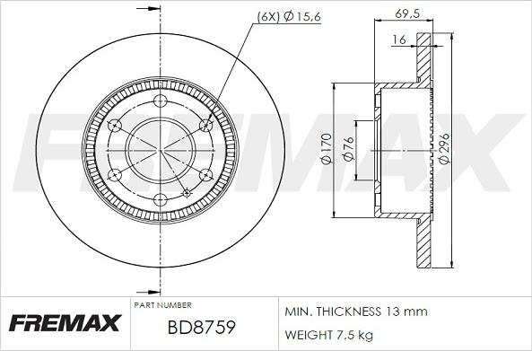 FREMAX BD-8759 - Brake Disc autospares.lv