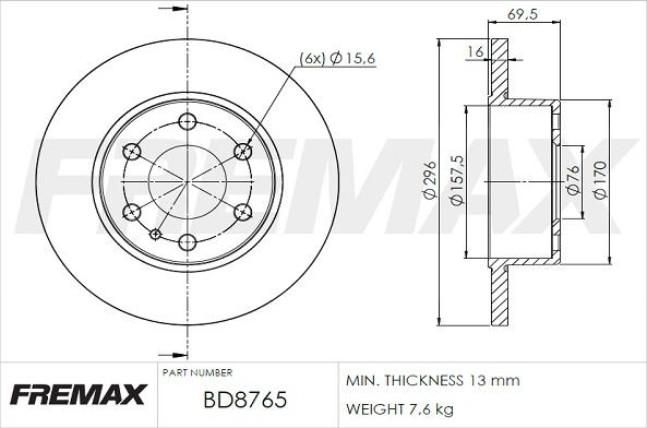 FREMAX BD-8765 - Brake Disc autospares.lv