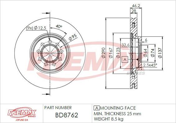 FREMAX BD-8762 - Brake Disc autospares.lv