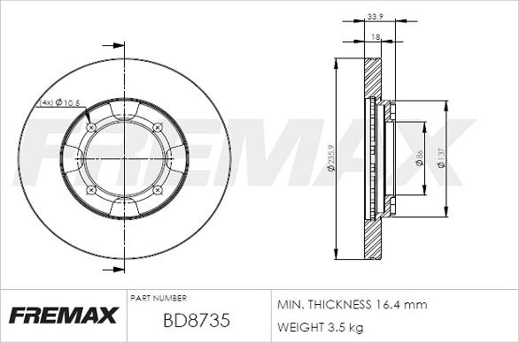 FREMAX BD-8735 - Brake Disc autospares.lv