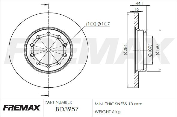 FREMAX BD-3957 - Brake Disc autospares.lv