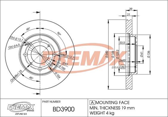 FREMAX BD-3900 - Brake Disc autospares.lv