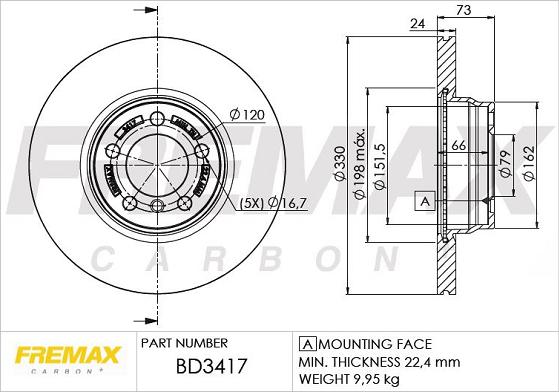 FREMAX BD-3417 - Brake Disc autospares.lv