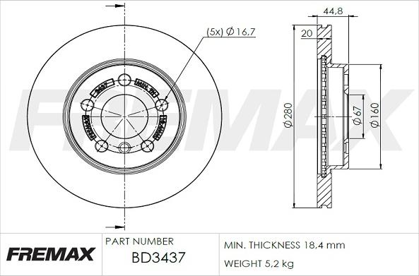 FREMAX BD-3437 - Brake Disc autospares.lv