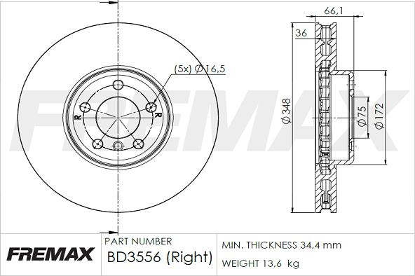 FREMAX BD-3556 - Brake Disc autospares.lv