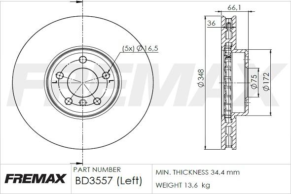 FREMAX BD-3557 - Brake Disc autospares.lv