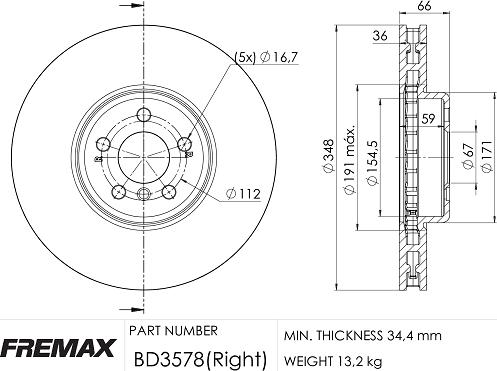 FREMAX BD-3578 - Brake Disc autospares.lv