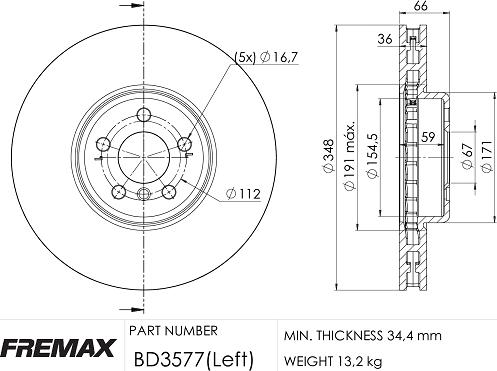 FREMAX BD-3577 - Brake Disc autospares.lv