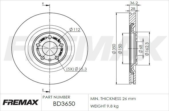 FREMAX BD-3650 - Brake Disc autospares.lv