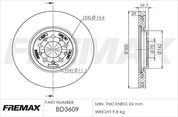 FREMAX BD-3609 - Brake Disc autospares.lv