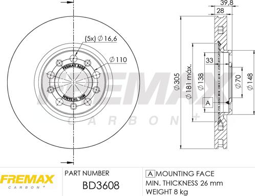 FREMAX BD-3608 - Brake Disc autospares.lv