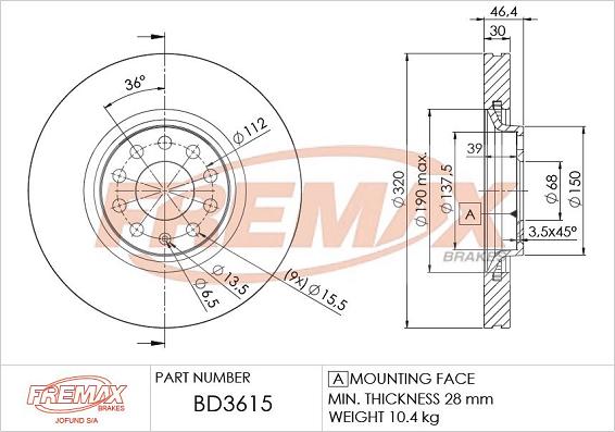 FREMAX BD-3615 - Brake Disc autospares.lv