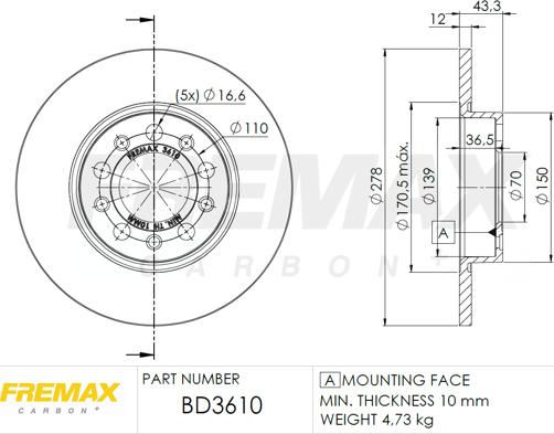 FREMAX BD-3610 - Brake Disc autospares.lv