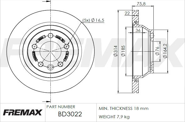 FREMAX BD-3022 - Brake Disc autospares.lv