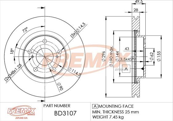 FREMAX BD-3107 - Brake Disc autospares.lv