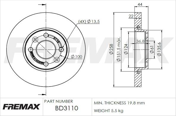 FREMAX BD-3110 - Brake Disc autospares.lv