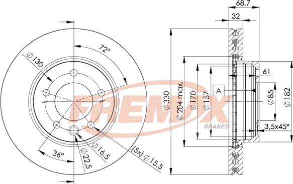 FREMAX BD-3326 - Brake Disc autospares.lv