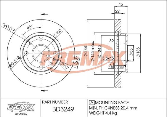 FREMAX BD-3249 - Brake Disc autospares.lv