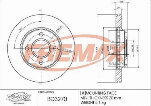 FREMAX BD-3270 - Brake Disc autospares.lv