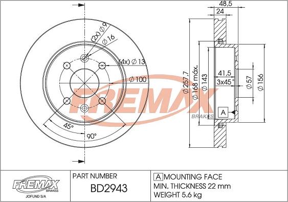 FREMAX BD-2943 - Brake Disc autospares.lv