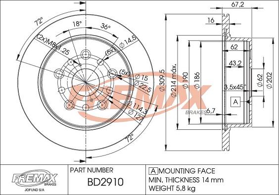 FREMAX BD-2910 - Brake Disc autospares.lv