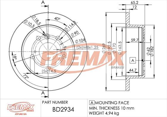 FREMAX BD-2934 - Brake Disc autospares.lv