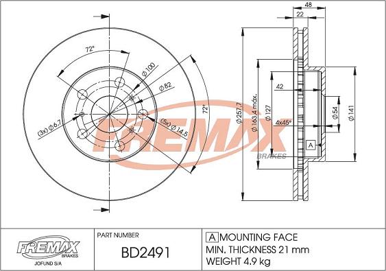 FREMAX BD-2491 - Brake Disc autospares.lv