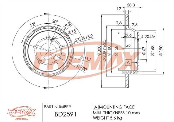 FREMAX BD-2591 - Brake Disc autospares.lv