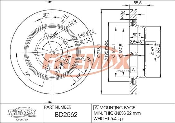 FREMAX BD-2562 - Brake Disc autospares.lv