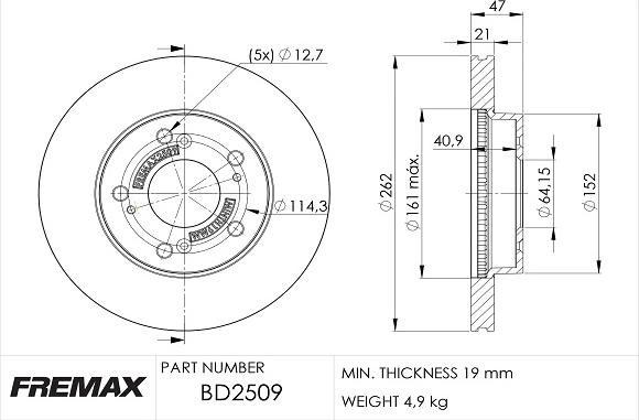 FREMAX BD-2509 - Brake Disc autospares.lv