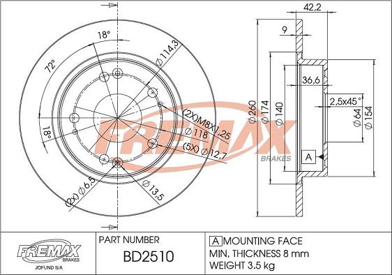 FREMAX BD-2510 - Brake Disc autospares.lv