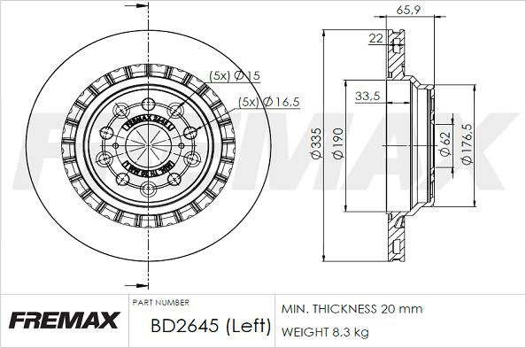 FREMAX BD-2645 - Brake Disc autospares.lv