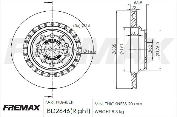 FREMAX BD-2646 - Brake Disc autospares.lv