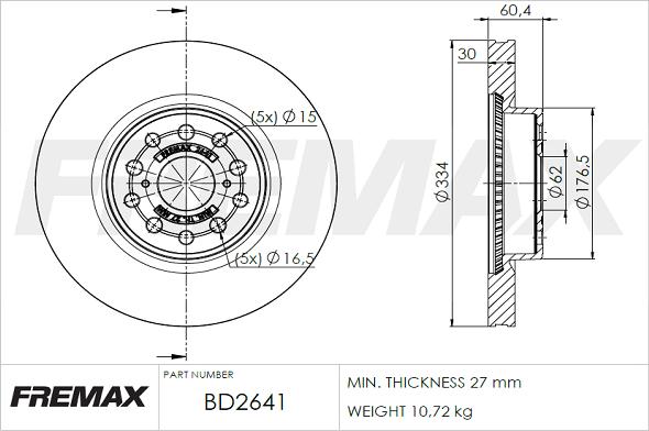 FREMAX BD-2641 - Brake Disc autospares.lv