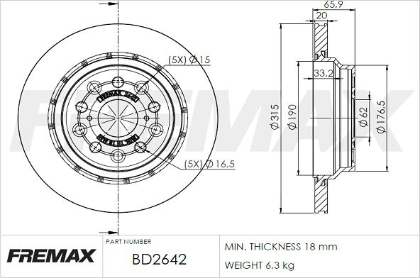 FREMAX BD-2642 - Brake Disc autospares.lv