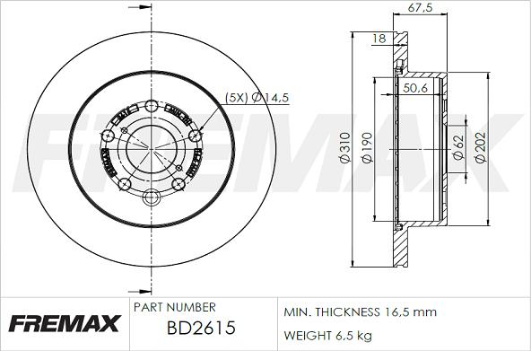 FREMAX BD-2615 - Brake Disc autospares.lv